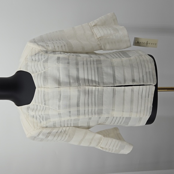 "KATE ROSY" Ivory Lined With Shoulder Pads Cropped Jacket Top Size Large - Picture 1 of 14